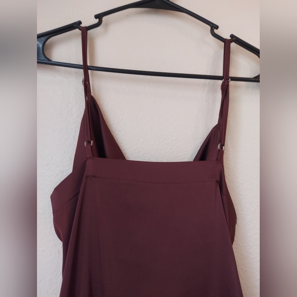 Sexy Lyaner Brown Satin Feel Cowl Neck Sleeveless with Adjustable Ruching Side - Picture 7 of 8